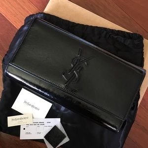 Authentic Saint Laurent YSL Black Patent Clutch
